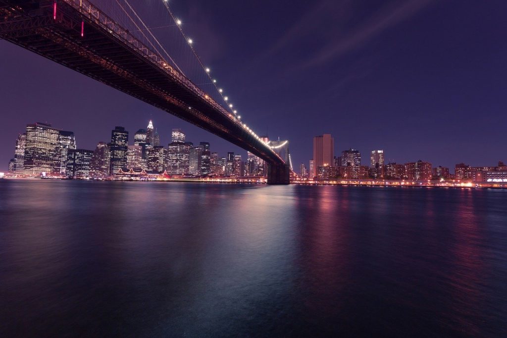 bridge, river, city